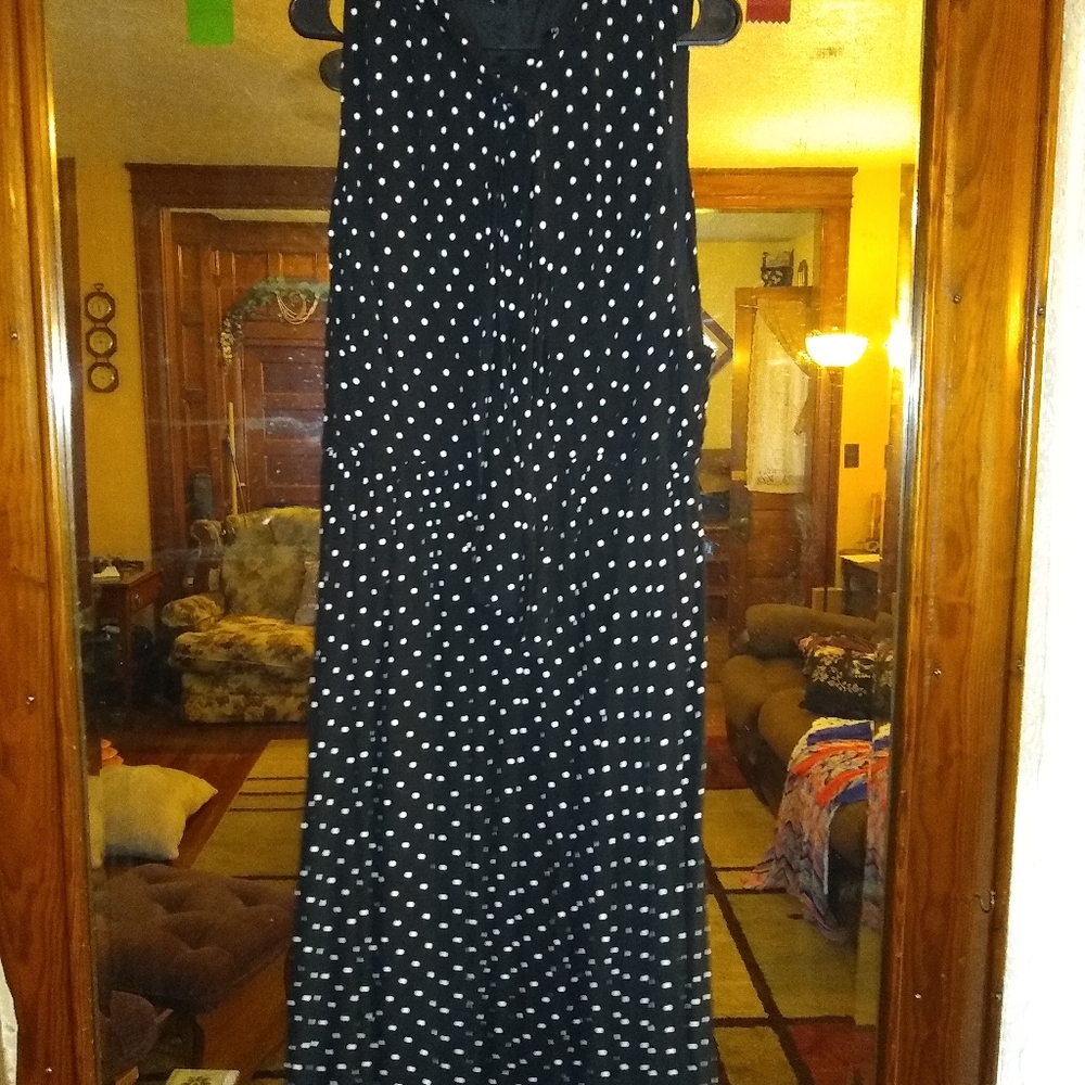 Black dress white polka dots